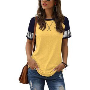 Women Summer Casual Shirts: Short Sleeve Striped Tunic Tops - Womens